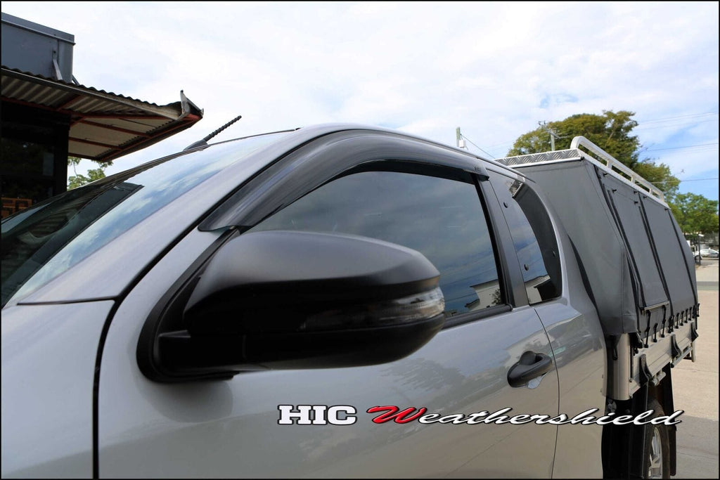 Installed View - Toyota Hilux Single / Extra Cab (2015-2022): Premium Window Visors
