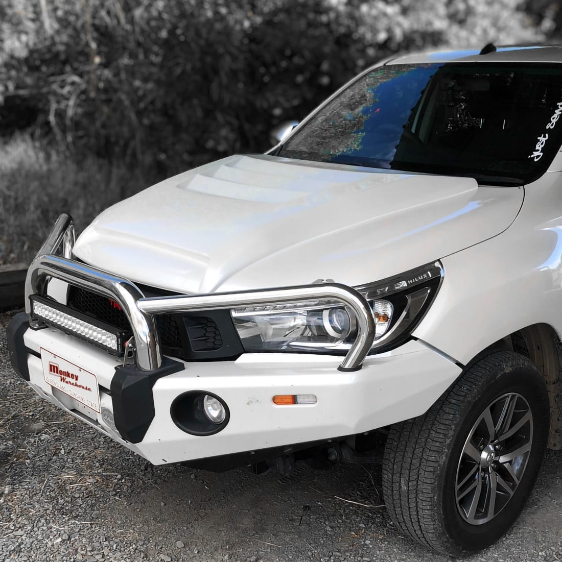 Installed View - Toyota Hilux: Tonka Style Bonnet Scoop (2005-2011)