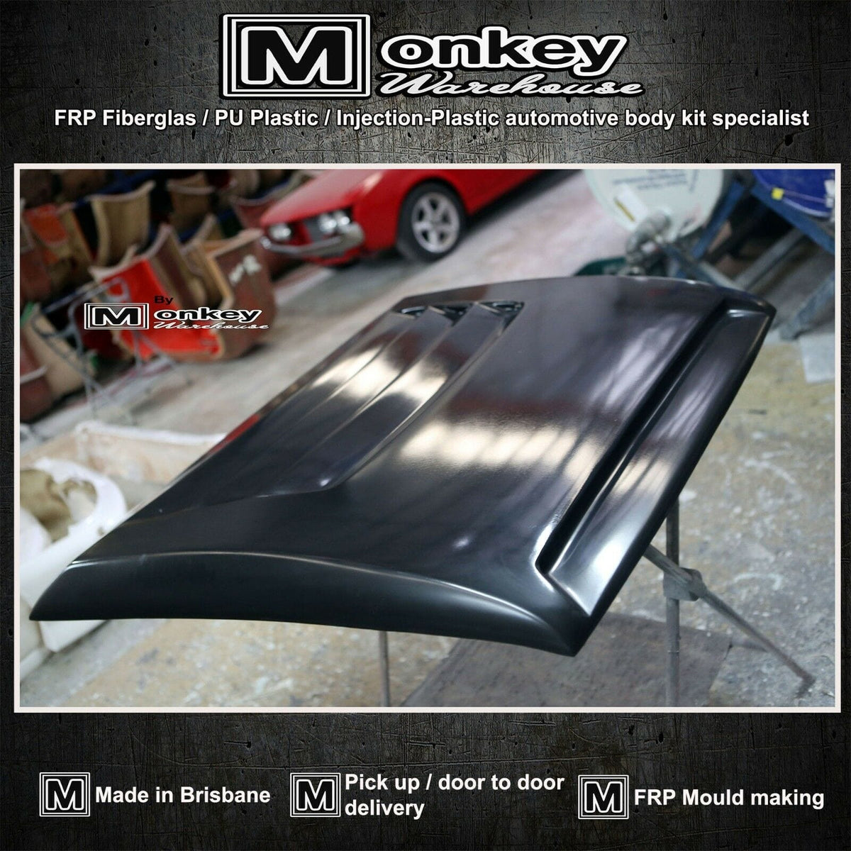 Installed View - Toyota Hilux: Tonka Style Bonnet Scoop (2005-2011)