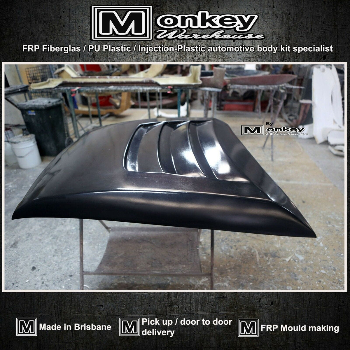 Installed View - Toyota Hilux: Tonka Style Bonnet Scoop (2005-2011)