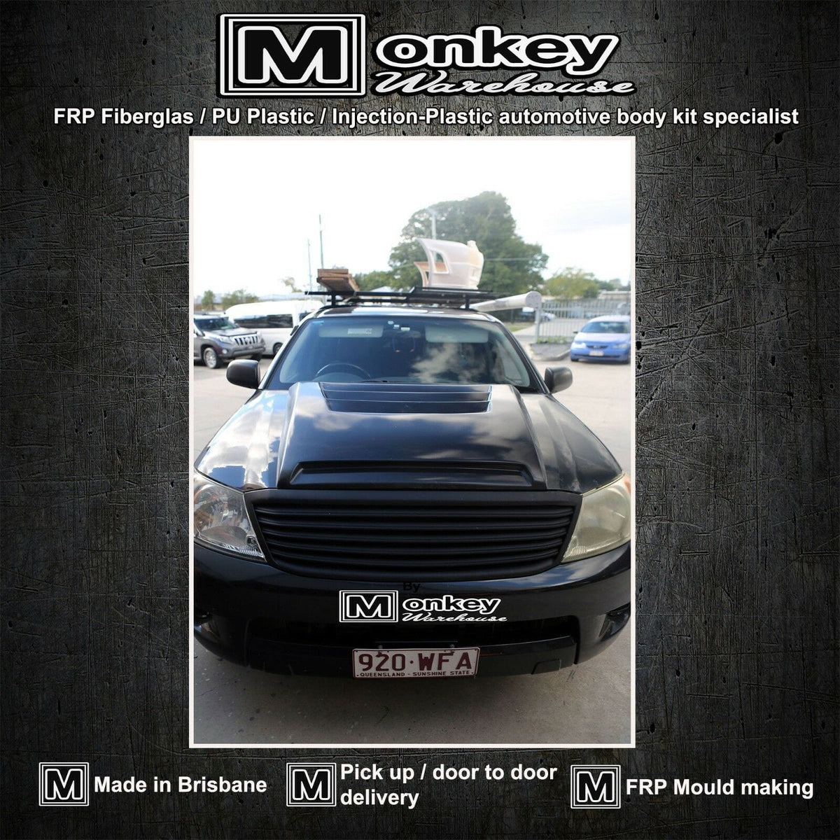 Installed View - Toyota Hilux: Tonka Style Bonnet Scoop (2005-2011)