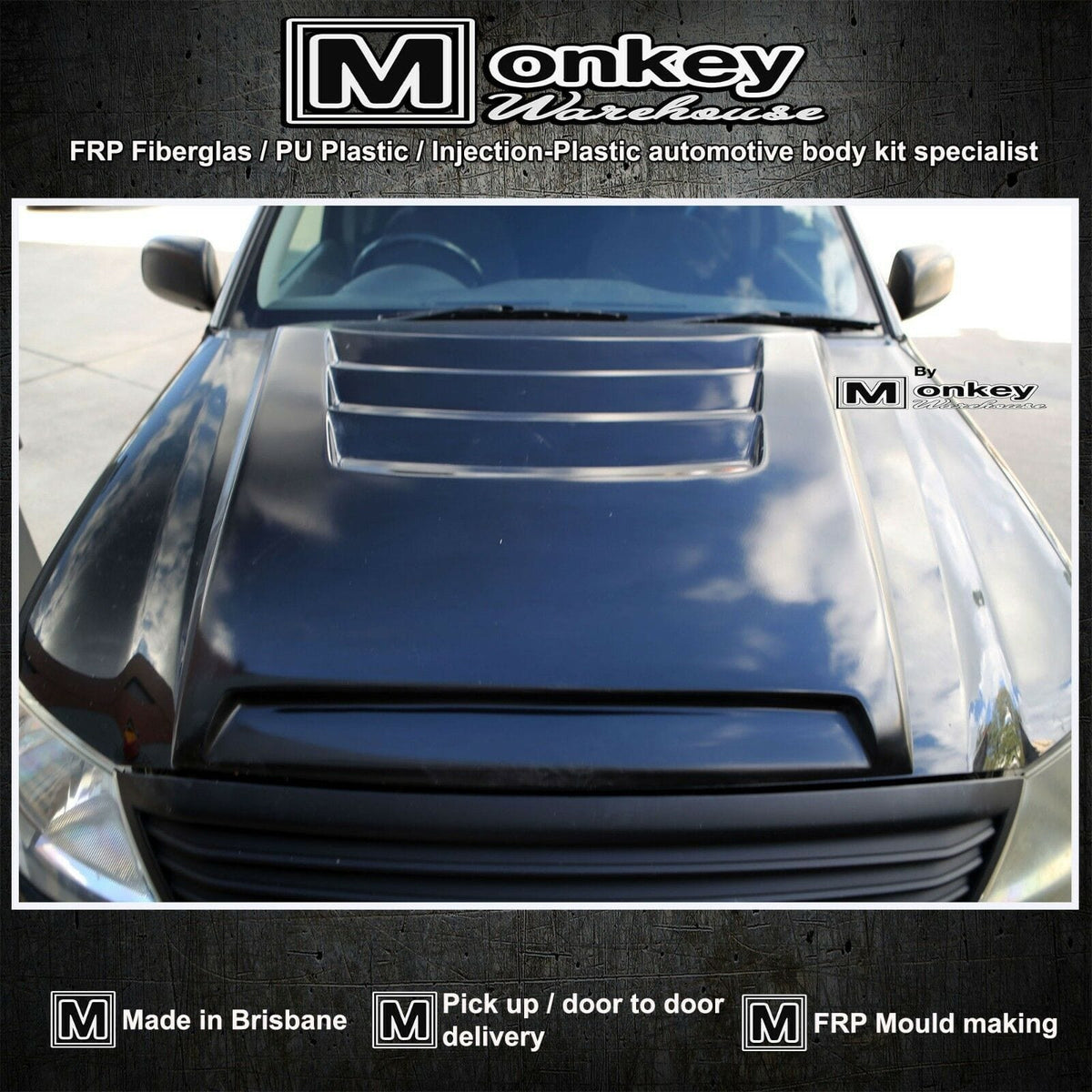 Installed View - Toyota Hilux: Tonka Style Bonnet Scoop (2005-2011)