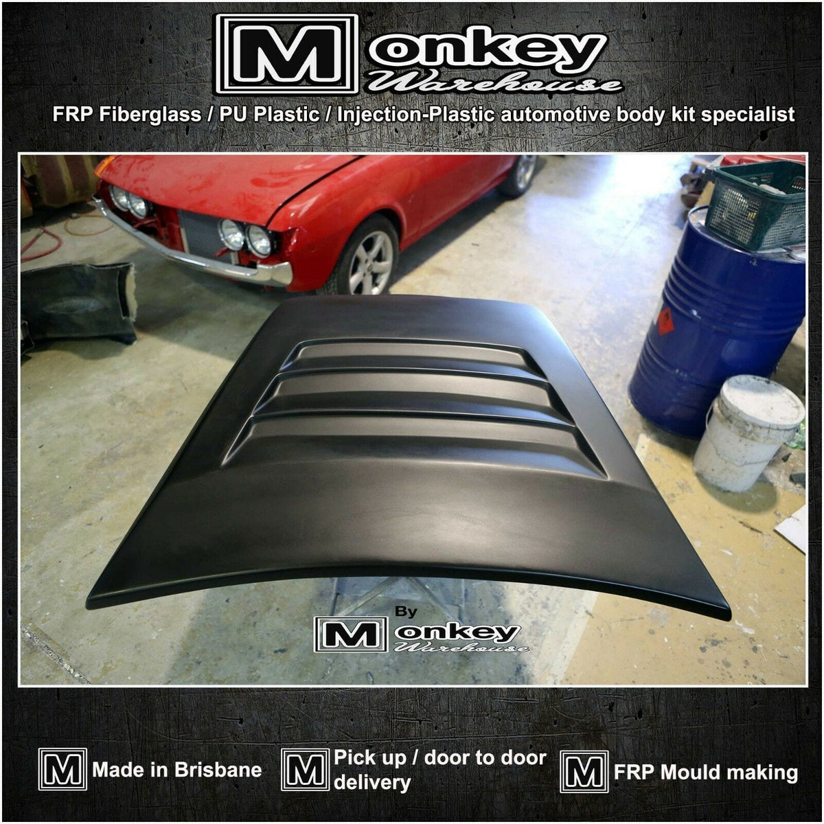 Installed View - Toyota Hilux: Tonka Style Bonnet Scoop (2016-2018)