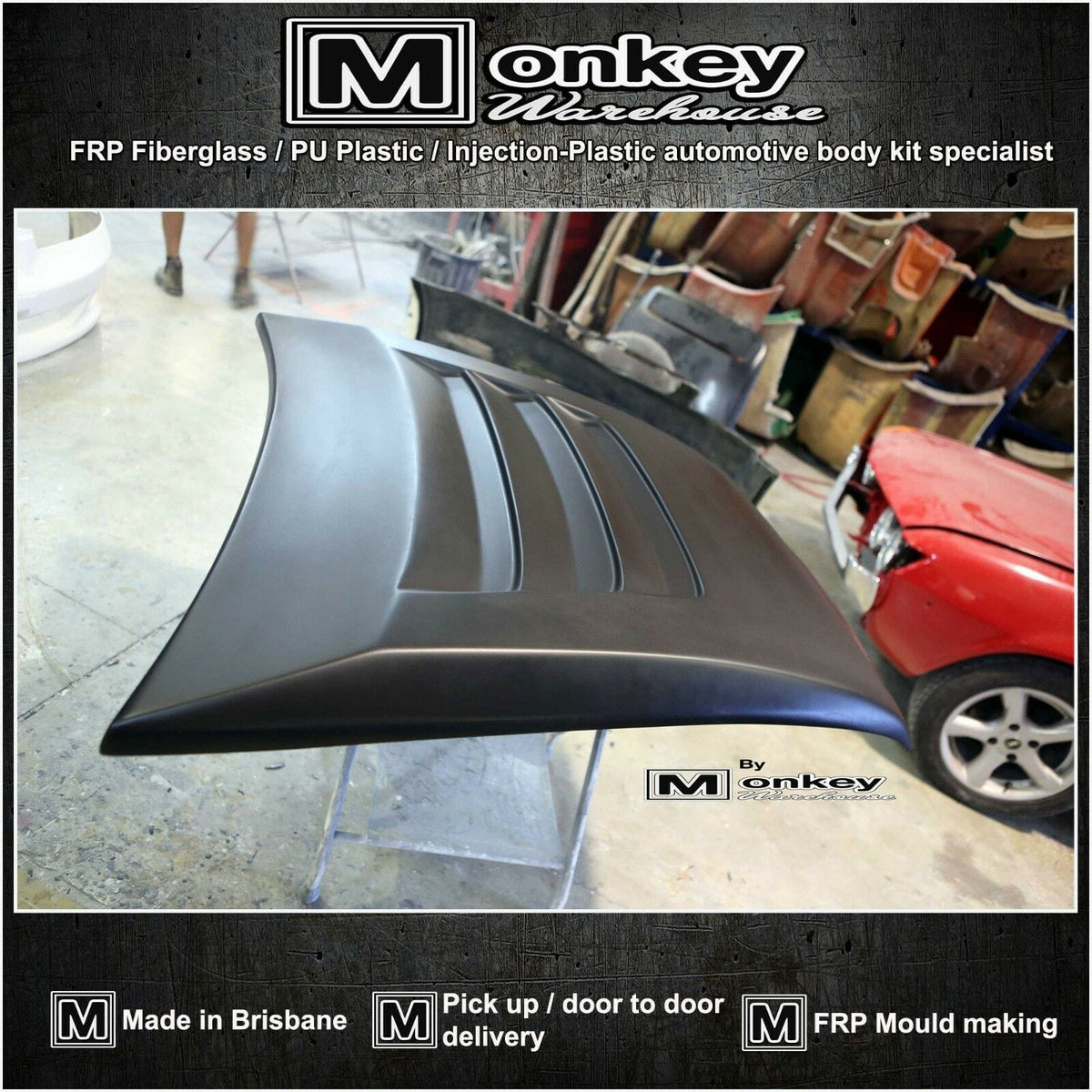 Installed View - Toyota Hilux: Tonka Style Bonnet Scoop (2016-2018)