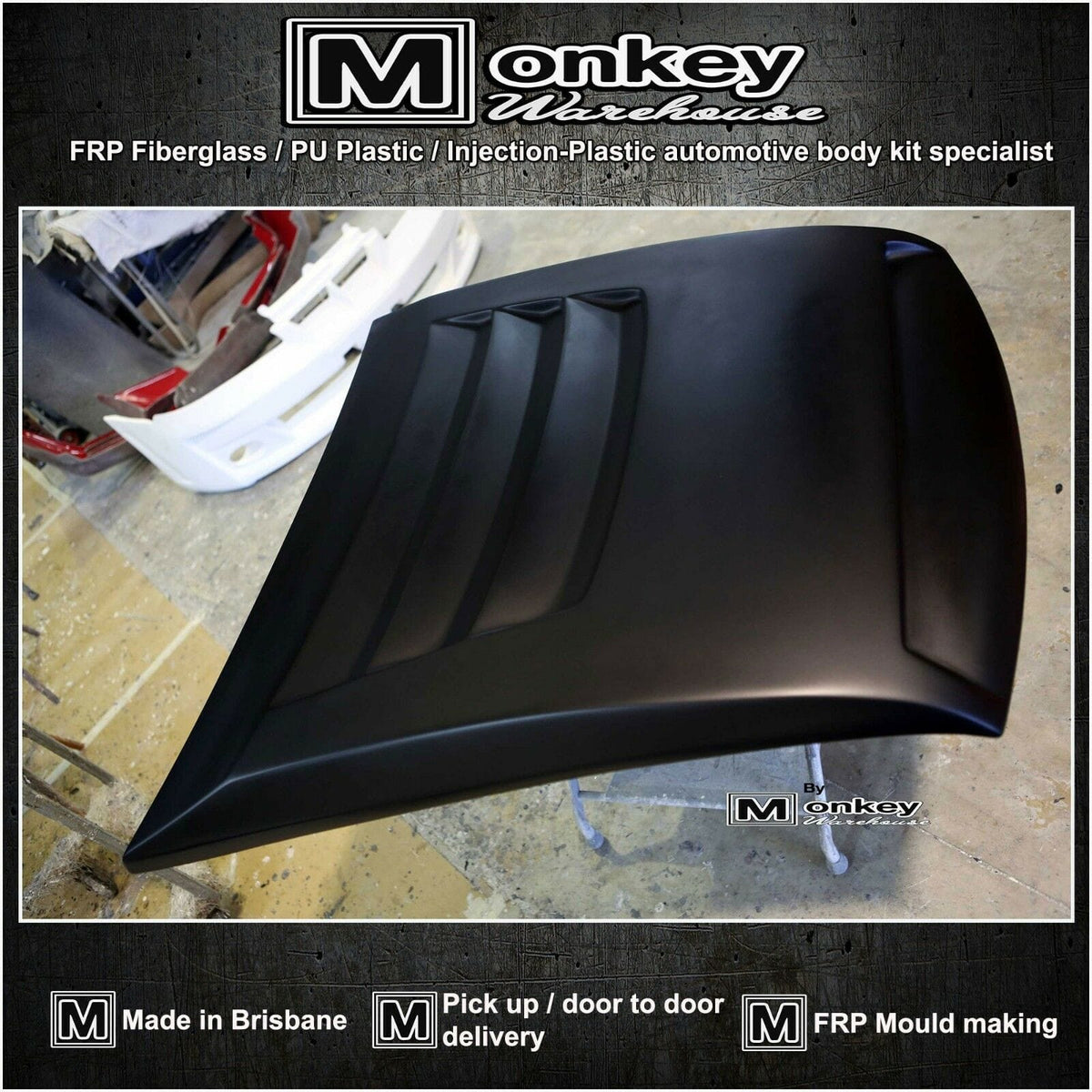 Installed View - Toyota Hilux: Tonka Style Bonnet Scoop (2016-2018)