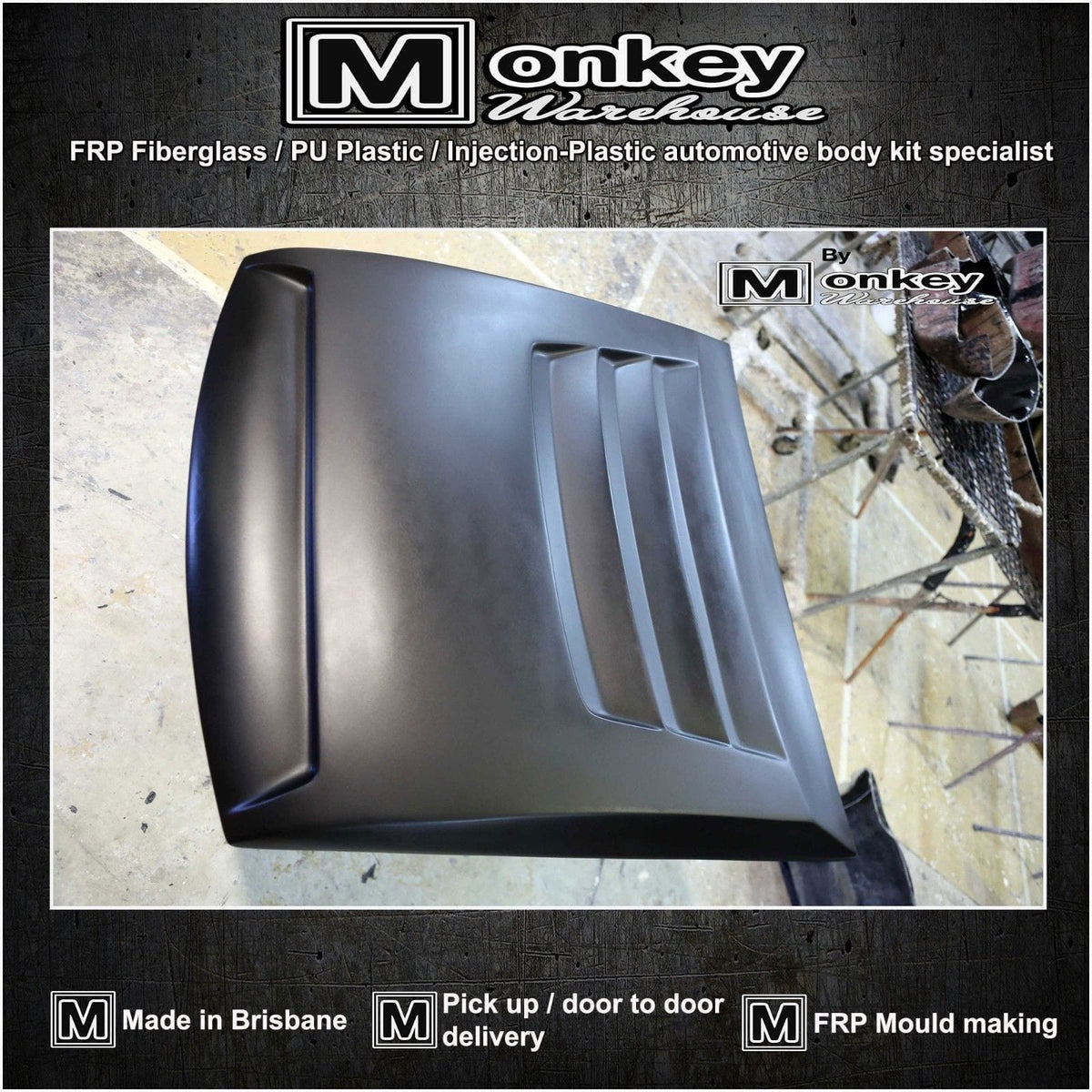 Installed View - Toyota Hilux: Tonka Style Bonnet Scoop (2016-2018)