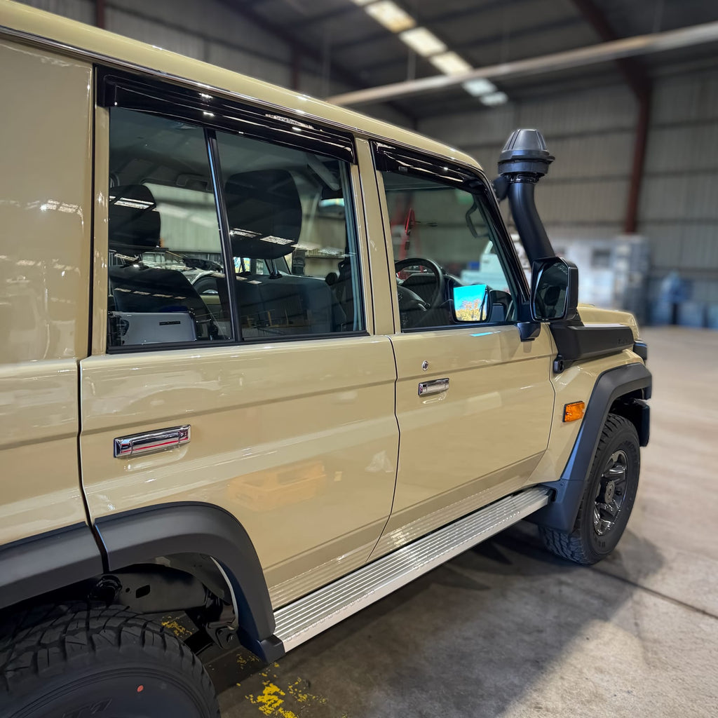 Installed View - Toyota LandCruiser 70 75 76 79 Series: Premium Window Visors