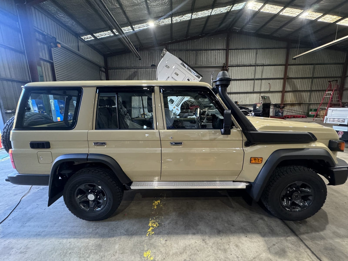 Installed View - Toyota LandCruiser 70 75 76 79 Series: Premium Window Visors