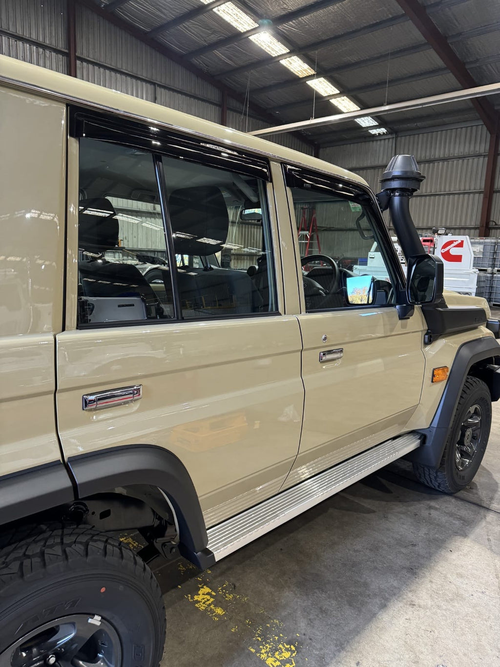 Installed View - Toyota LandCruiser 70 75 76 79 Series: Premium Window Visors