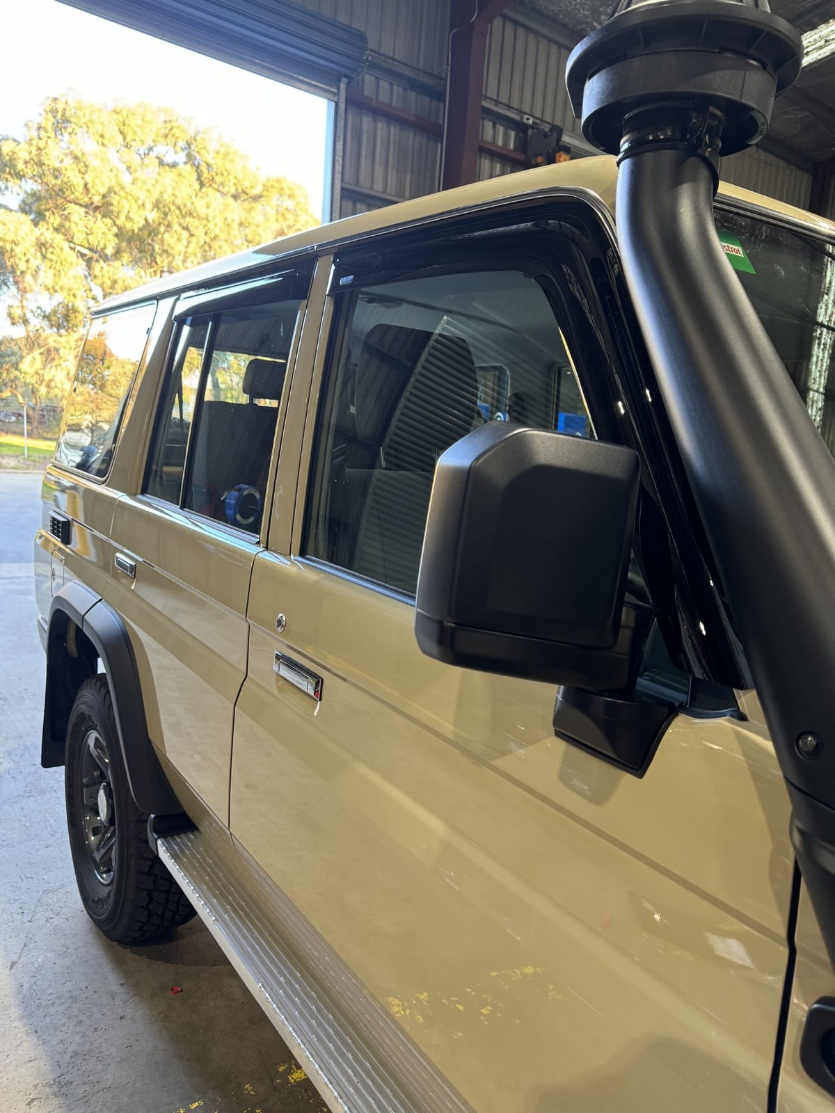 Installed View - Toyota LandCruiser 70 75 76 79 Series: Premium Window Visors