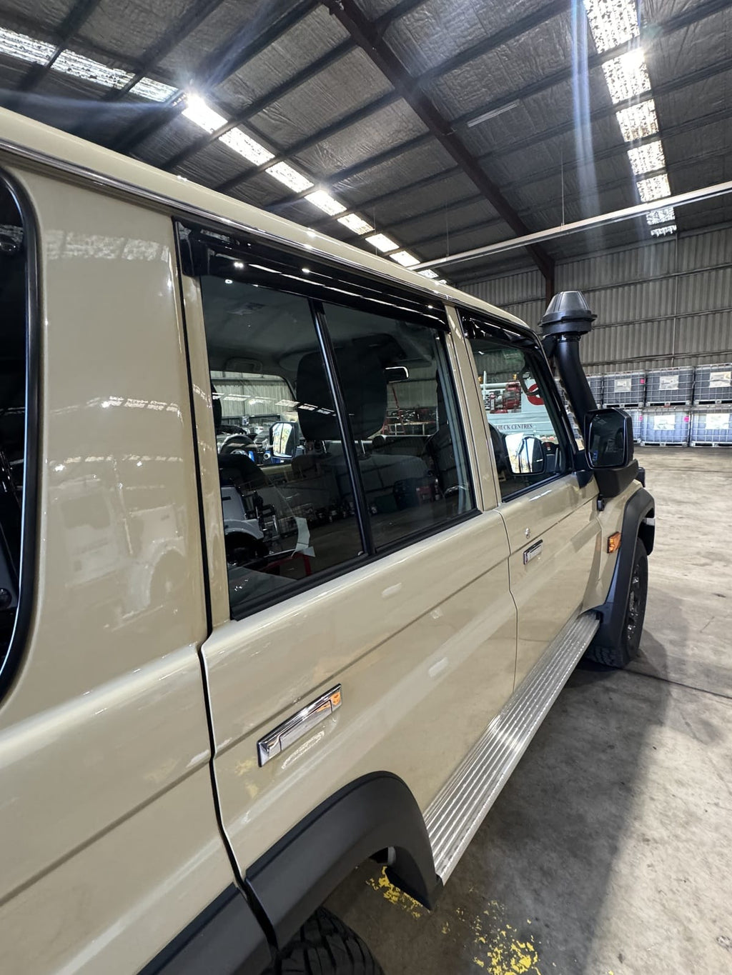 Installed View - Toyota LandCruiser 70 75 76 79 Series: Premium Window Visors