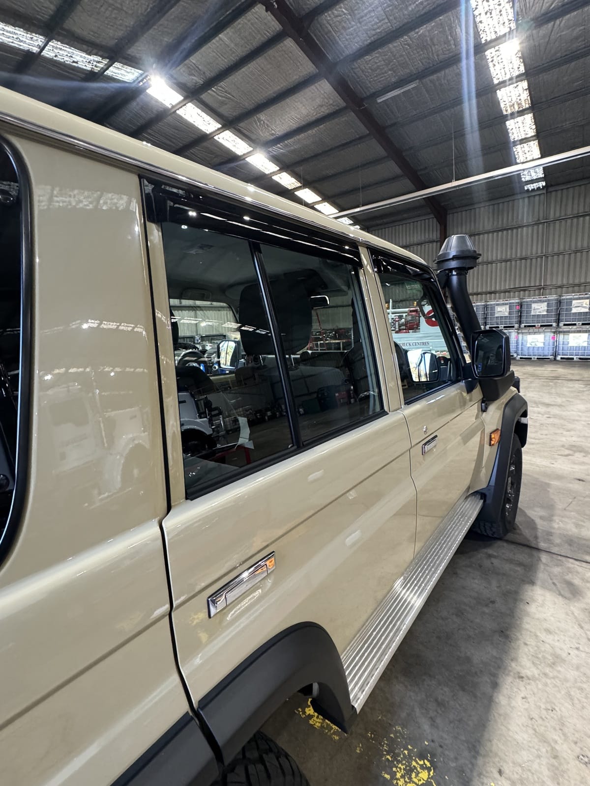 Installed View - Toyota LandCruiser 70 75 76 79 Series: Premium Window Visors