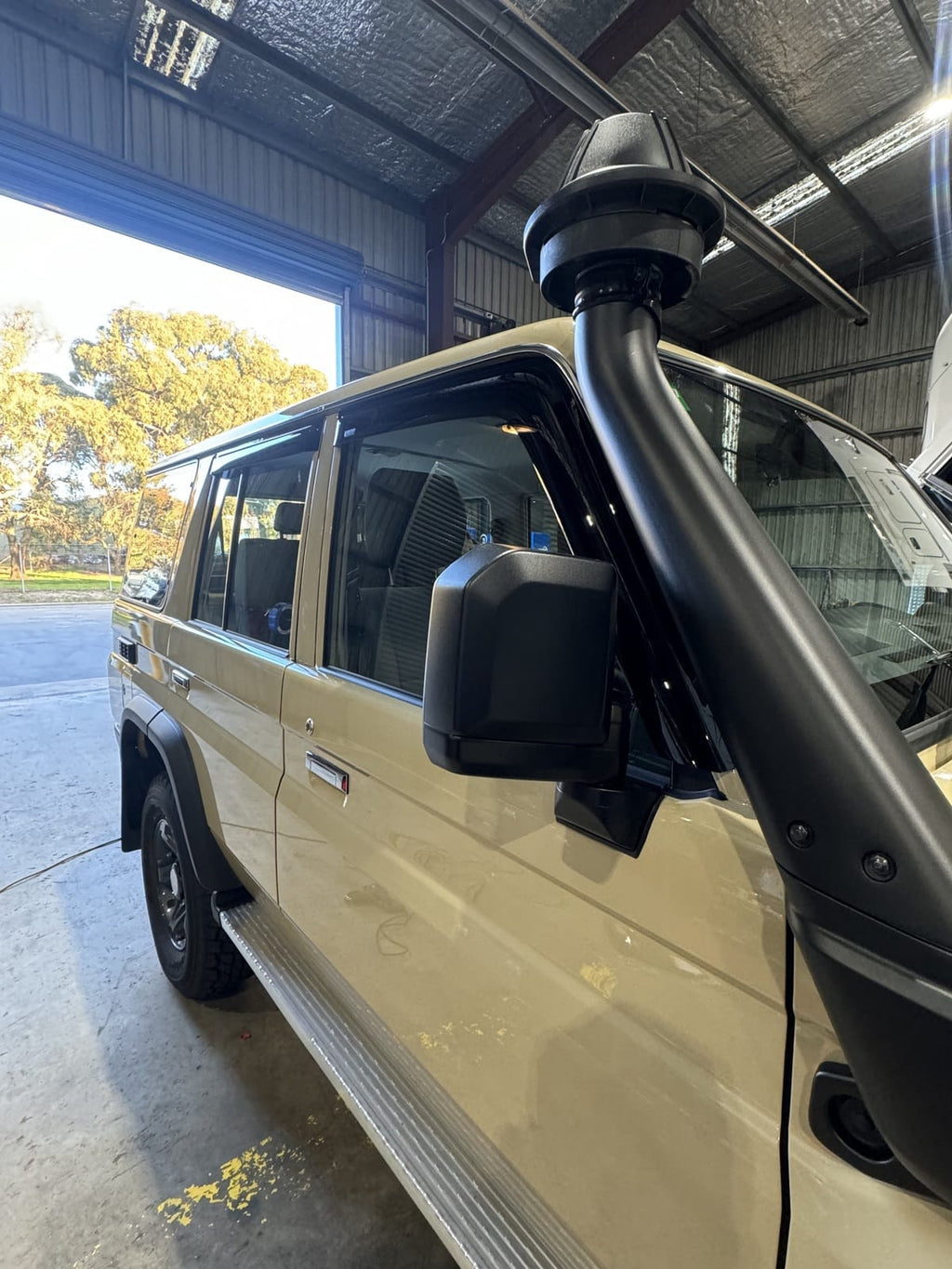 Installed View - Toyota LandCruiser 70 75 76 79 Series: Premium Window Visors