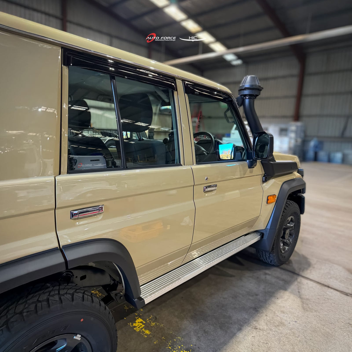 Installed View - Toyota LandCruiser 70 75 76 79 Series: Premium Window Visors