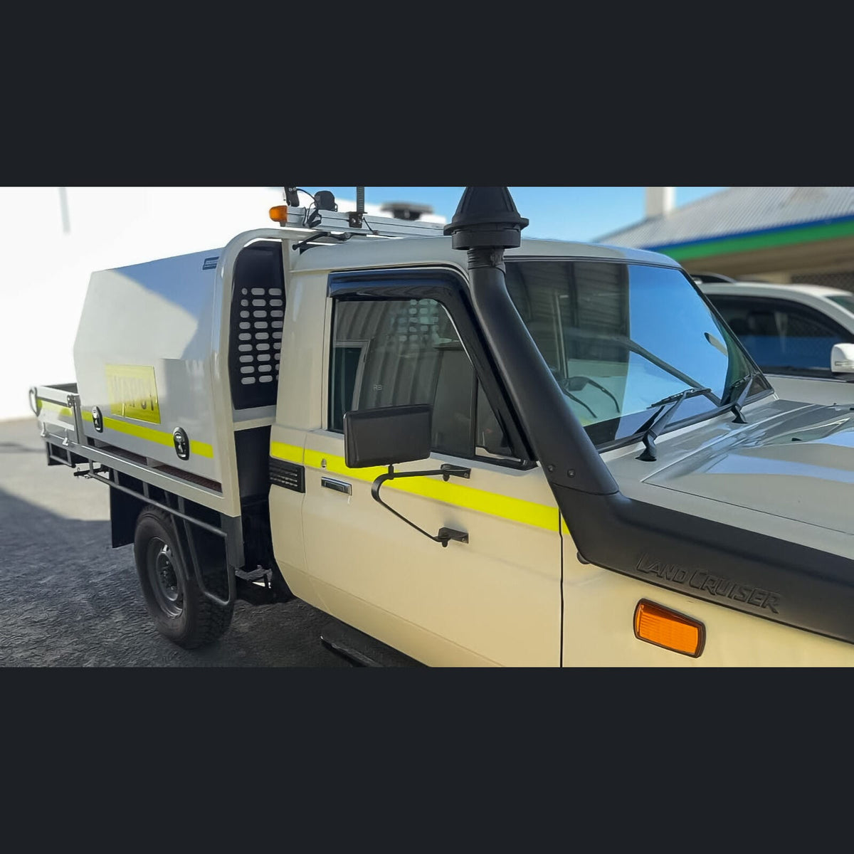 Installed View - Toyota LandCruiser 70 Series Single Cab: Premium Window Visors