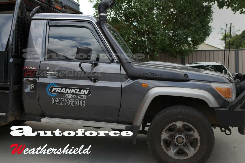 Installed View - Toyota LandCruiser 70 Series Single Cab: Premium Window Visors