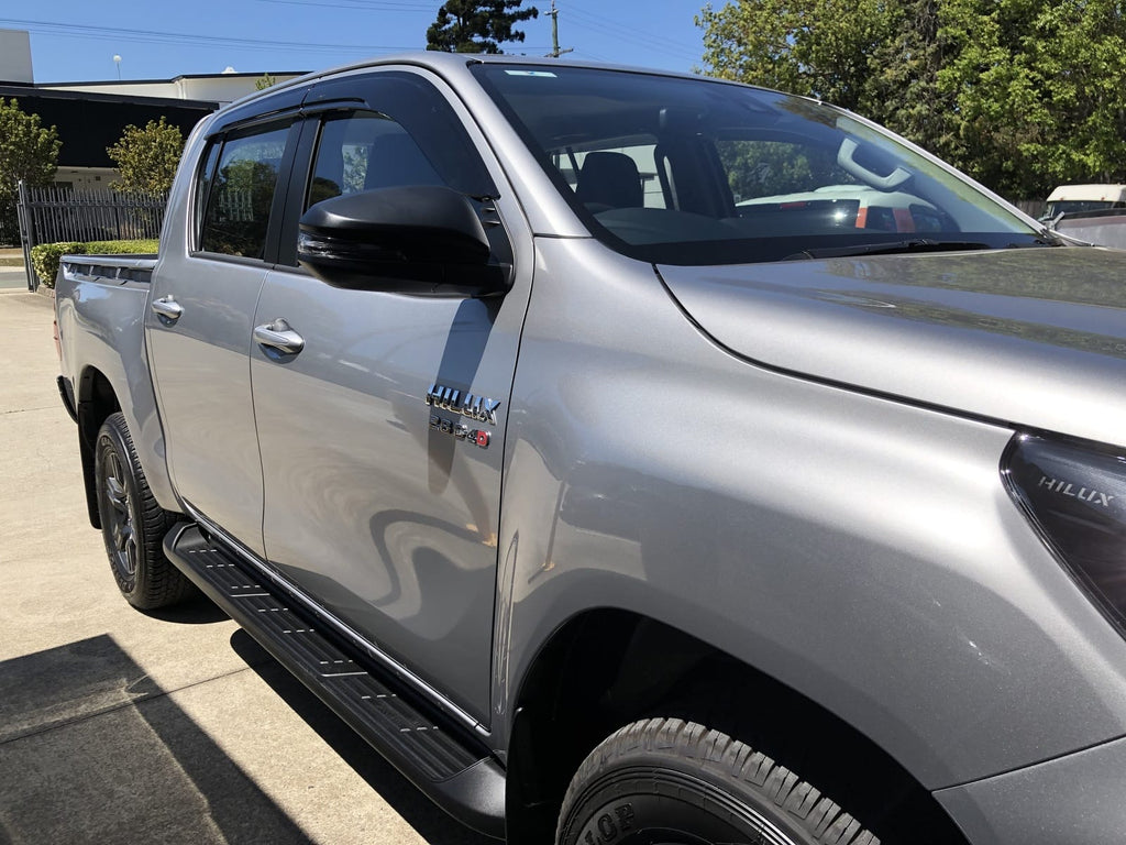 Installed View - Toyota N80 Hilux Dual Cab (2015-2025): Premium Window Visors