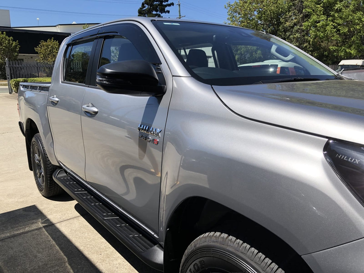Installed View - Toyota N80 Hilux Dual Cab (2015-2025): Premium Window Visors