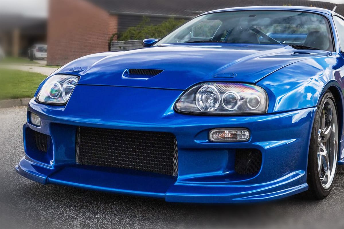 Installed View - Toyota Supra JZA80: Do-Luck Style Front Bumper