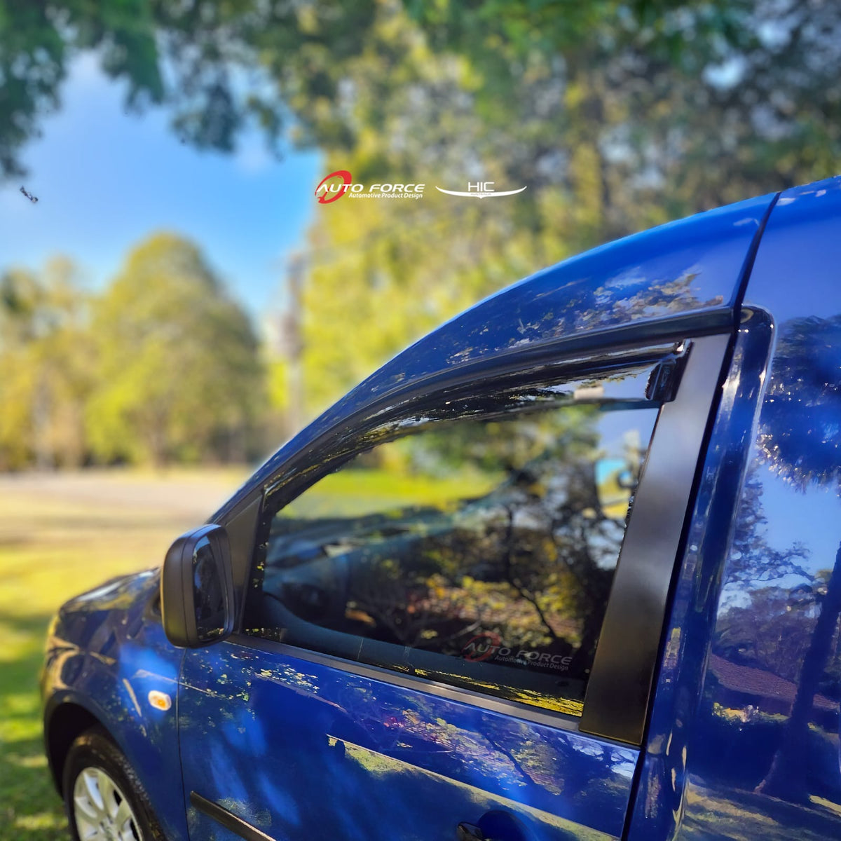 Installed View - Volkswagen Caddy (2005-2017): Premium Window Visors